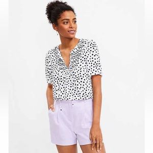 NWT Loft Polka Dot Flutter Sleeve Blouse - L